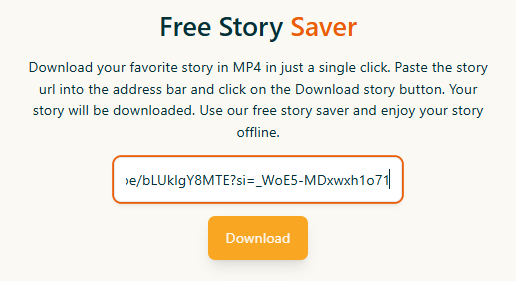 paste url in story saver